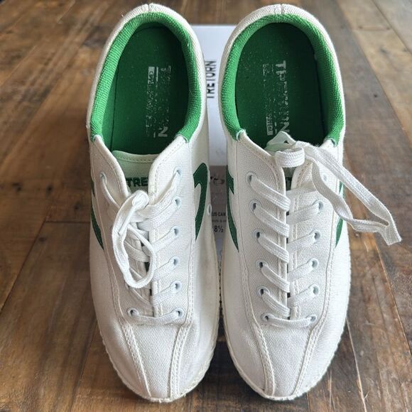 Tretorn Canvas Sneakers in White and Green size 8.5 - Picture 3 of 5